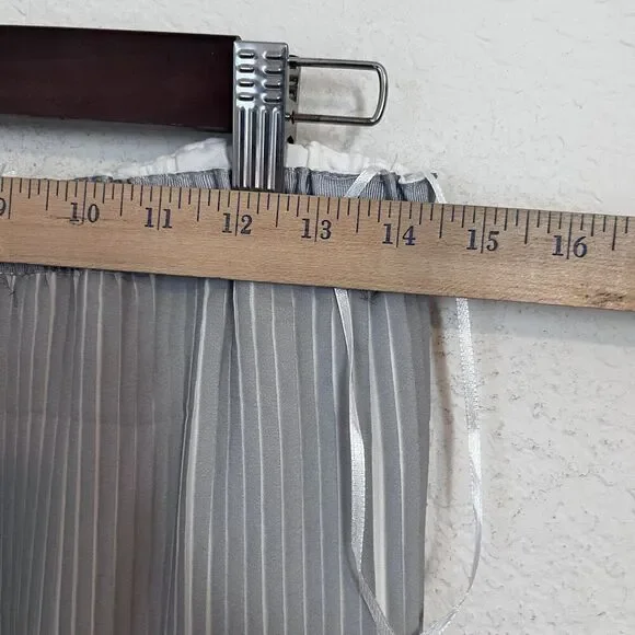 NWT Adiva Pleated Midi Skirt Womens Mediuim Elastic Waist Silver Blue - Picture 7 of 8